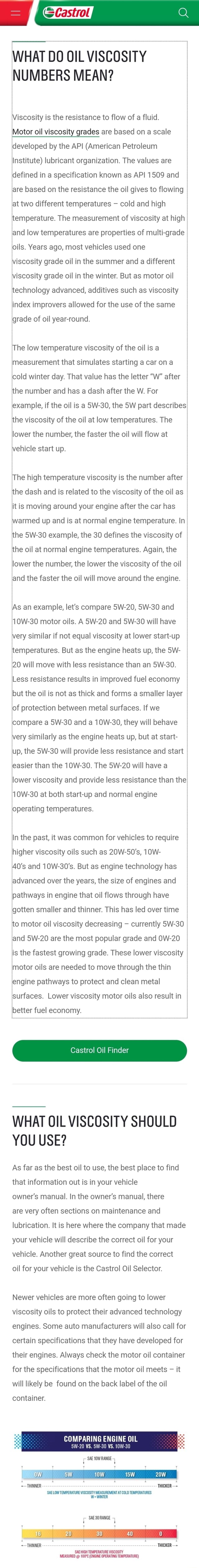 I= Castrol WHAT DO OIL VISCOSITY NUMBERS MEAN? I 'Viscosity is the