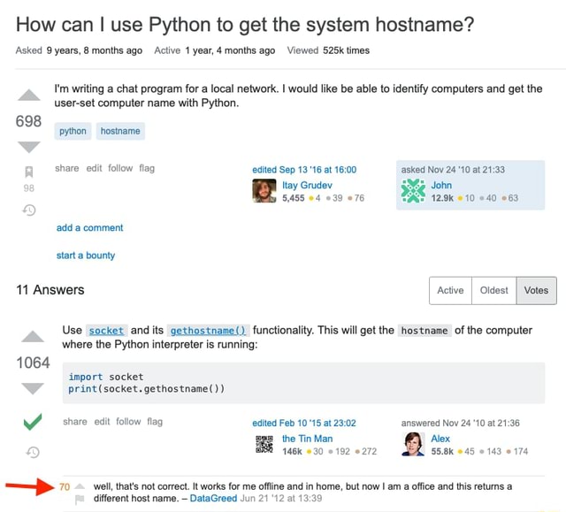 How can use Python to get the system hostname? Asked 9 years, months