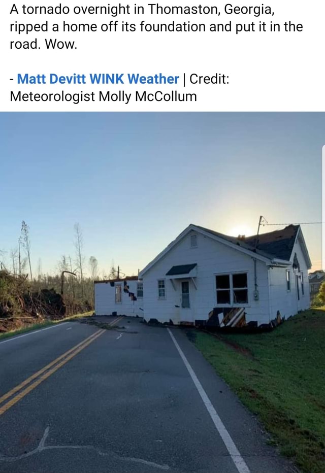 A tornado overnight in Thomaston, ripped a home off its