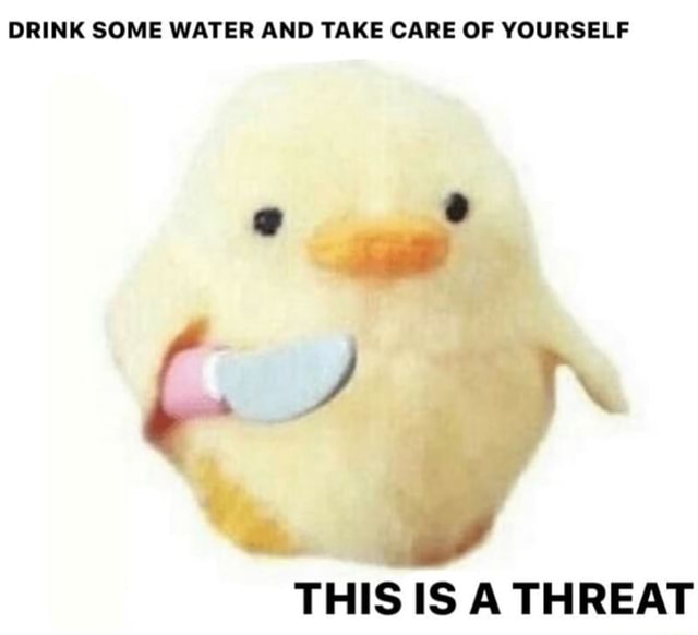 DRINK SOME WATER AND TAKE CARE OF YOURSELF THIS IS A THREAT - iFunny Brazil