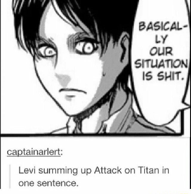 Levi summing up Attack on Titan in one sentence. - )