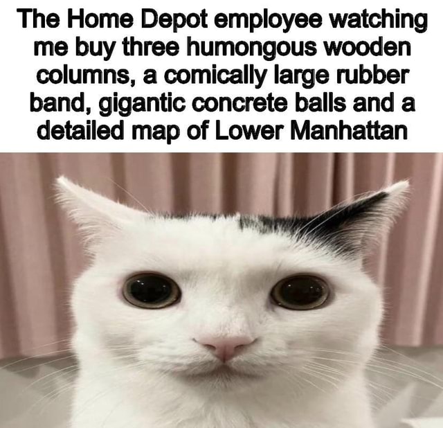 The Home Depot employee watching me buy three humongous wooden columns ...