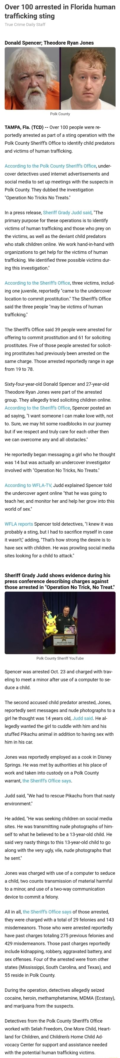 Over 100 arrested in Florida human trafficking sting Bally Donald ...