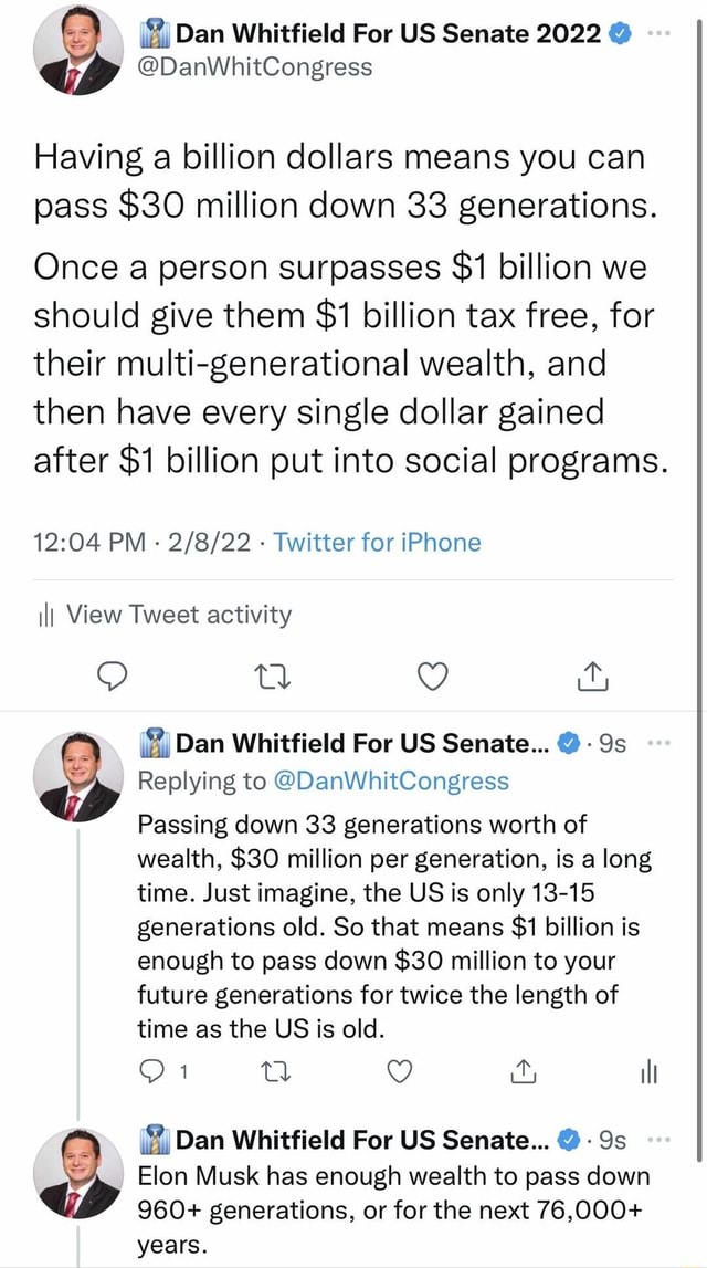 Generational Wealth Dan Whitfield For Us Senate 2022 Having A