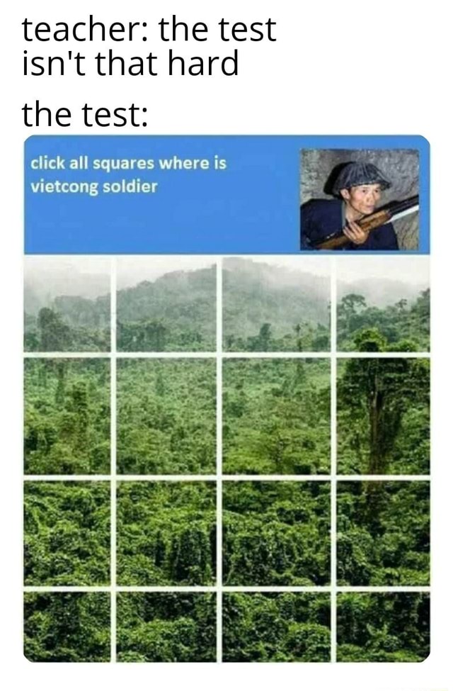 Teacher The Test Isn T That Hard The Test Click All Squares Where Is Vietcong Soldier