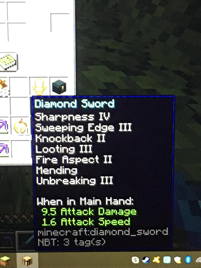 Diamond Sword Sharpness IV Sweeping Edge III Knockback II Looting ITI