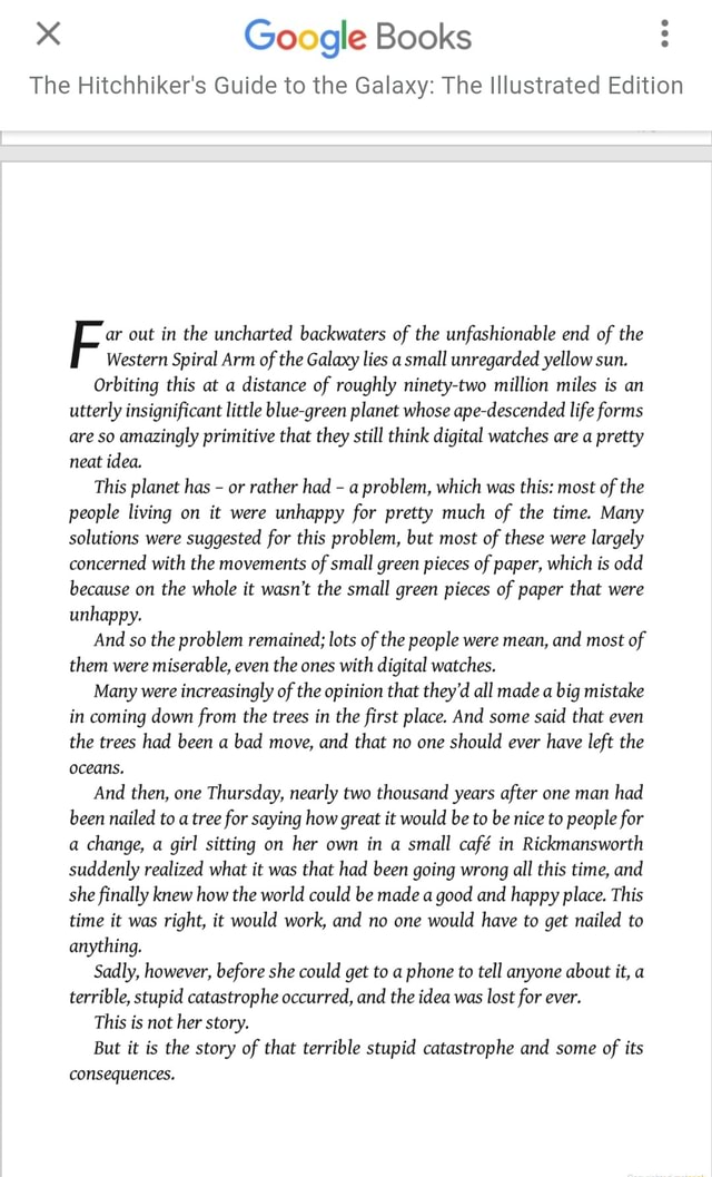 Google Books The Hitchhiker's Guide to the Galaxy The Illustrated Edition ar out in the