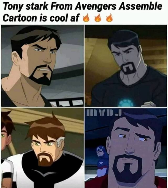 Tony stark From Avengers Assemble Cartoon is cool af 4 4 4 