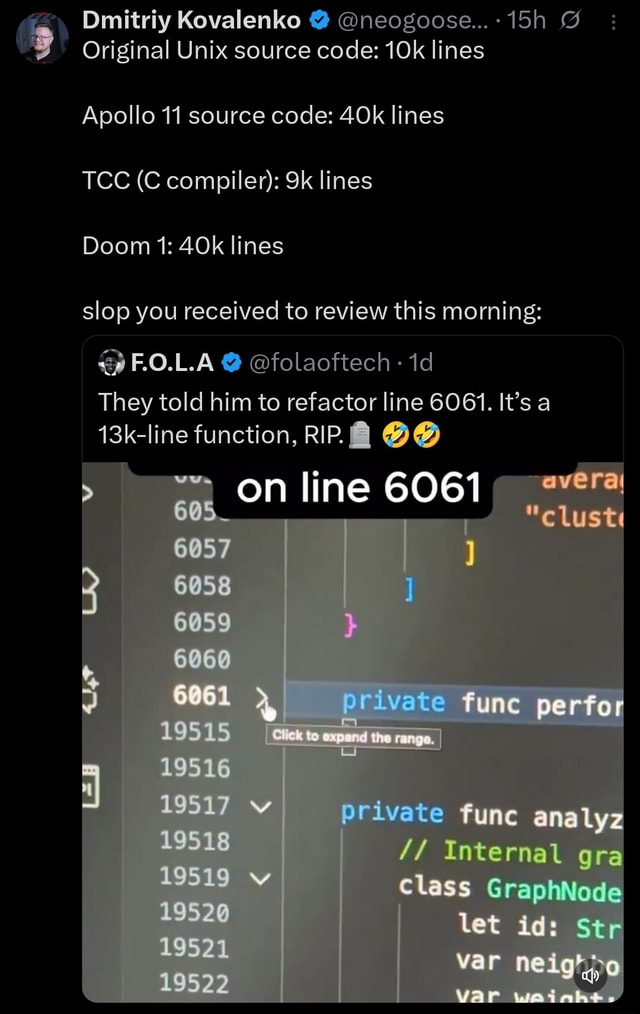 Dmitriy Kovalenko @ @neogoose...: Original Unix source code: lines ...