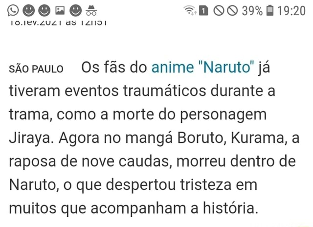 Kurama morre em Boruto. Naruto: - iFunny Brazil