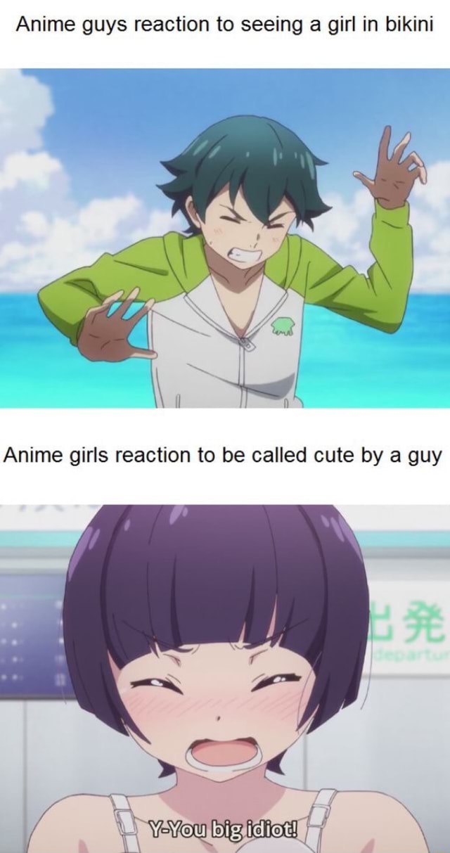 Anime guys reaction to seeing a girl in bikini Anime girls reaction to ...
