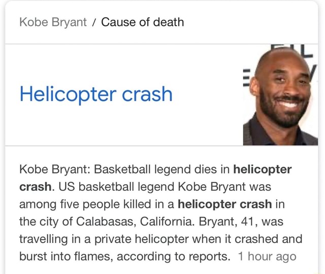 Kobe Bryant Cause of death Helicopter crash Kobe Bryant Basketball