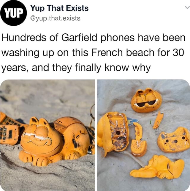 Hundreds of Garfield phones have been washing up on this French beach ...