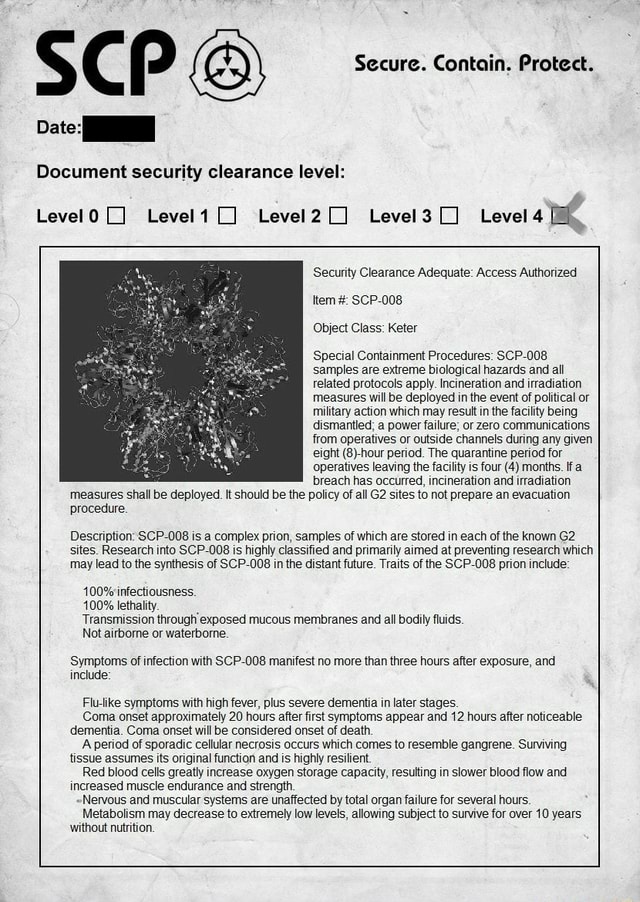 Date: Document security clearance level: Special Containment Procedures ...