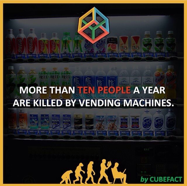 MORE THAN TEN PEOPLE A YEAR ARE KILLED BY VENDING MACHINES. )
