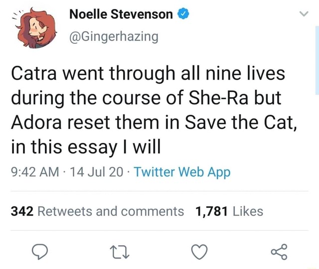 Catra went through all nine lives during the course of SheRa but Adora