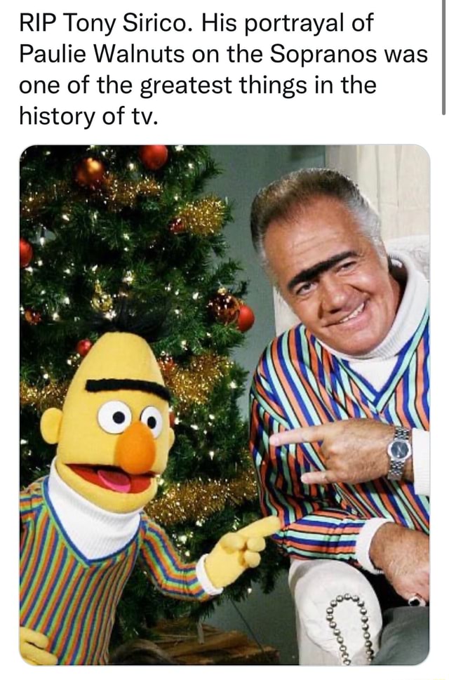 RIP Tony Sirico. His portrayal of Paulie Walnuts on the Sopranos was