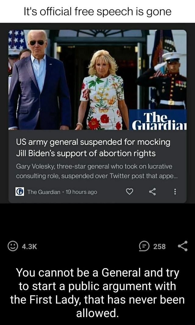 It s Official Free Speech Is Gone Guardia US Army General Suspended For 