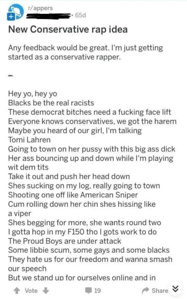 New Conservative Rap Idea Any Feedback Would Be Great Im Just Getting 