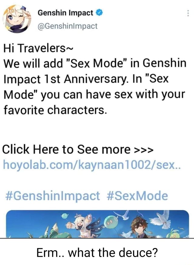 Genshinimpact Hi Travelers~ We Will Add Sex Mode In Genshin Impact