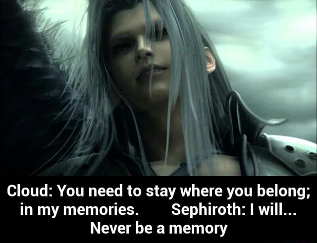 Cloud You Need To Stay Where You Belong In My Memories Sephiroth I Will Never Be A Memory Cloud You Need To Stay Where You Belong In My Memories Sephiroth I