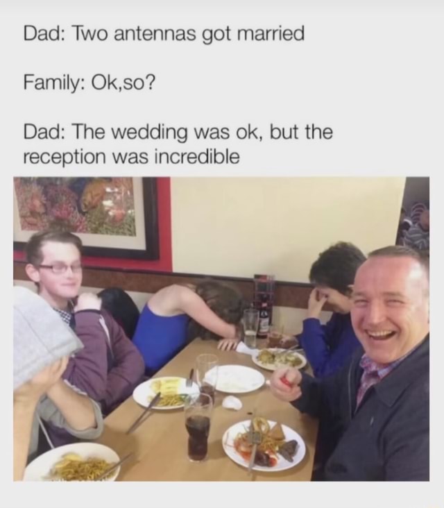 Dad Two antennas got married Family Ok,so? Dad The wedding was ok, but the reception was