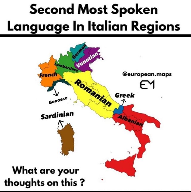 Second Most Spoken Language In Italian Regions @european.maps Greek ...