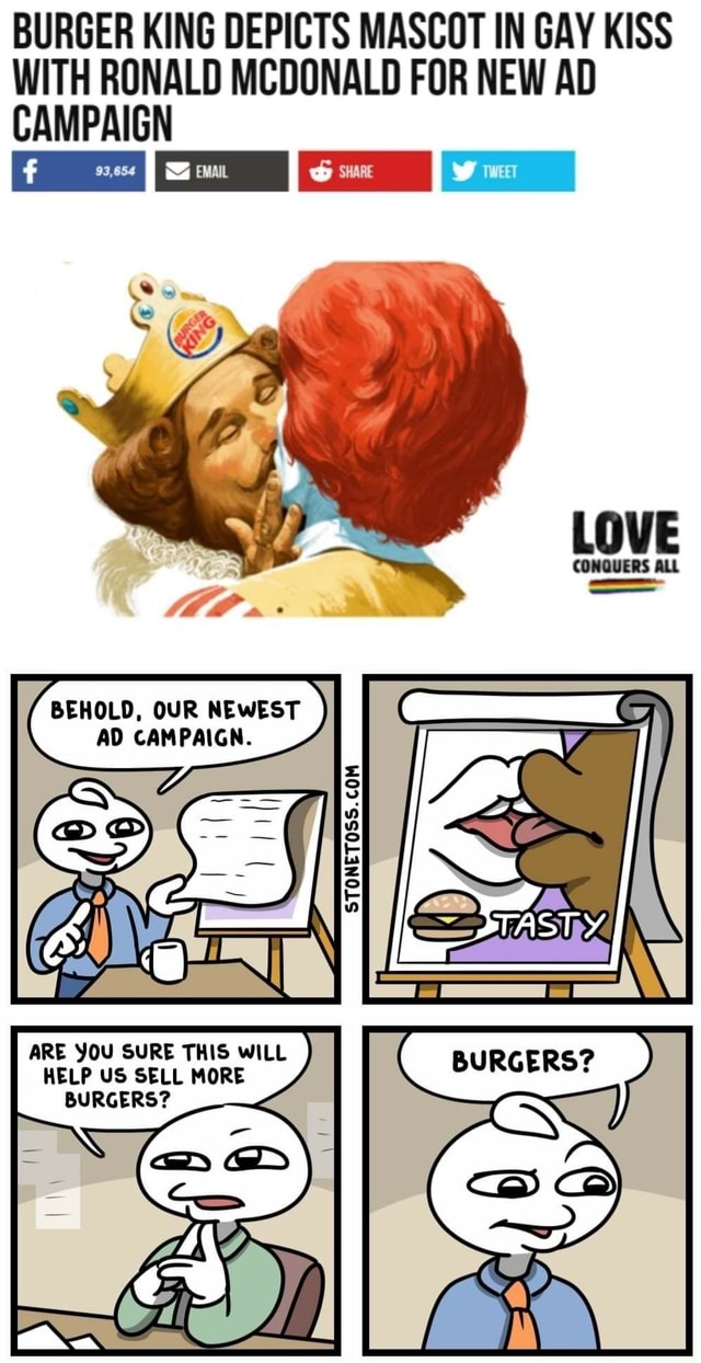 Burger King Depicts Mascot In Gay Kiss With Ronald Mcdonald For New Ad Campaign Share I Conquers