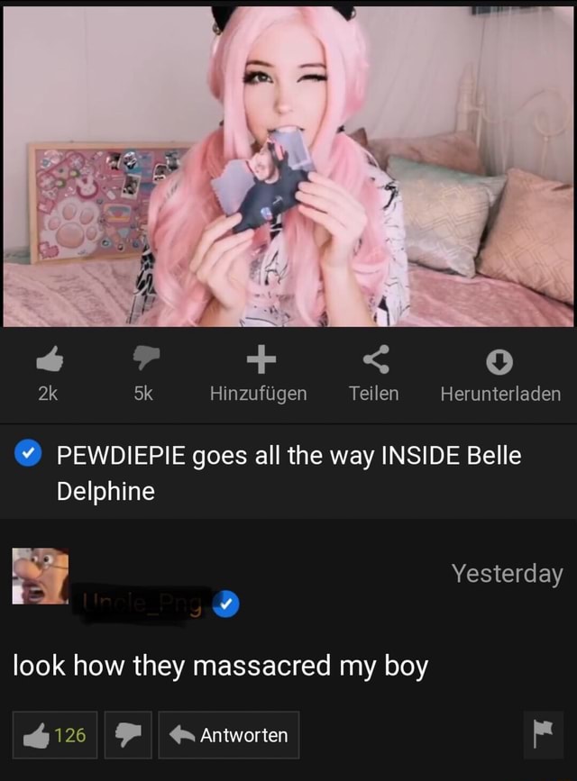 Fiº” PEWDIEPIE goes all the way INSIDE Belle Delphine look how they ...