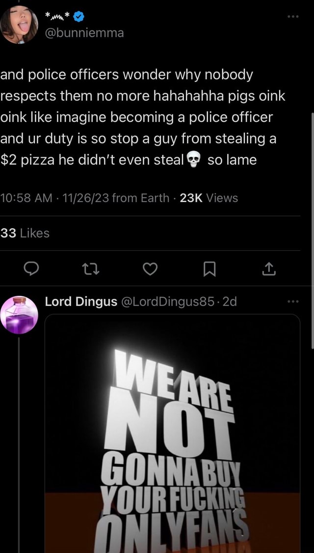 bunniemma and police officers wonder why nobody respects them no more