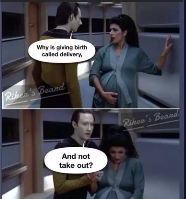 Why is giving birth called delivery, And not take out? - iFunny