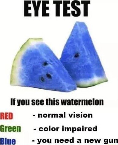 EYE TEST Ifyou see this watermelon RED - normal vision Green - color ...