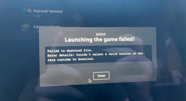 No al Version on 1.8.9 ERROR Launching the game faitlecl! Failed to ...