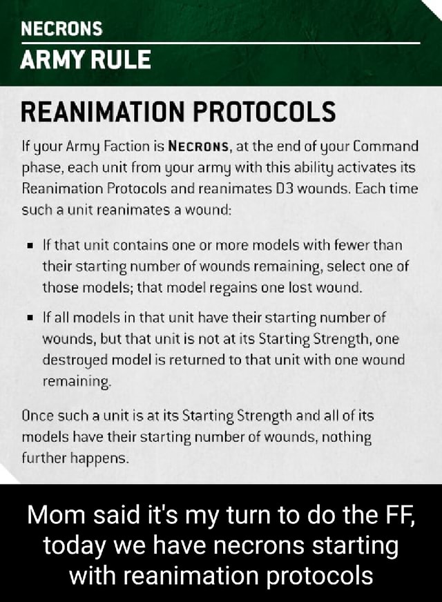 Necrons Army Rule Reanimation Protocols If Your Army Faction Is Necrons At The End Of Your 3676