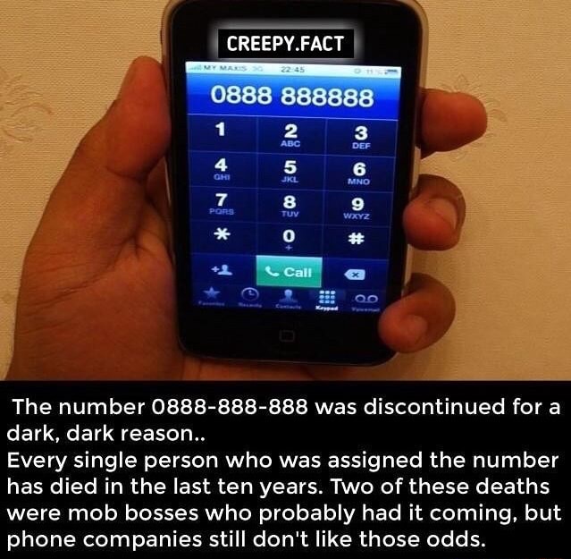 The Number 08 8 8 Was Discontinued For A Dark Dark Reason Every Single Person Who Was Assigned The Number Has Died In The Last Ten Years Two Of These Deaths Were Mob Bosses