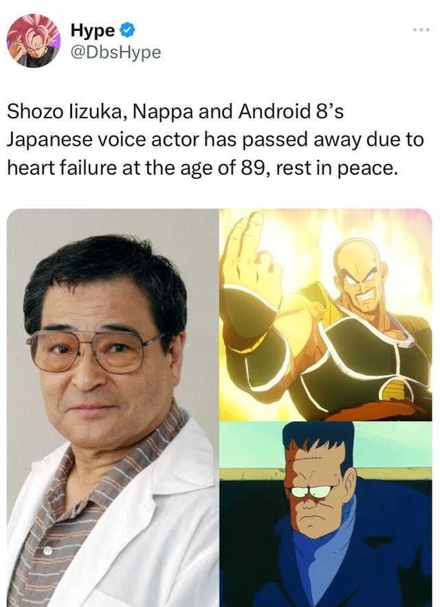 4, Hype Shozo lizuka, Nappa and Android Japanese voice actor has