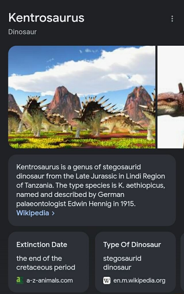 Kentrosaurus Dinosaur Kentrosaurus is a genus of stegosaurid dinosaur ...