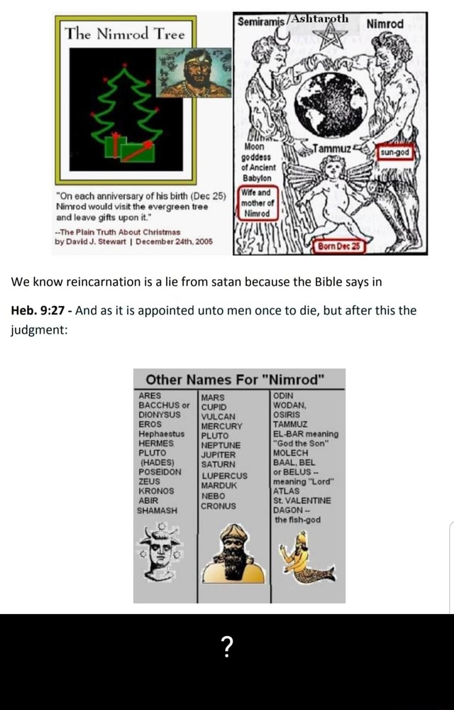 Nimrod goddess of Ancient The Nimrod Tree "On each anniversary of his