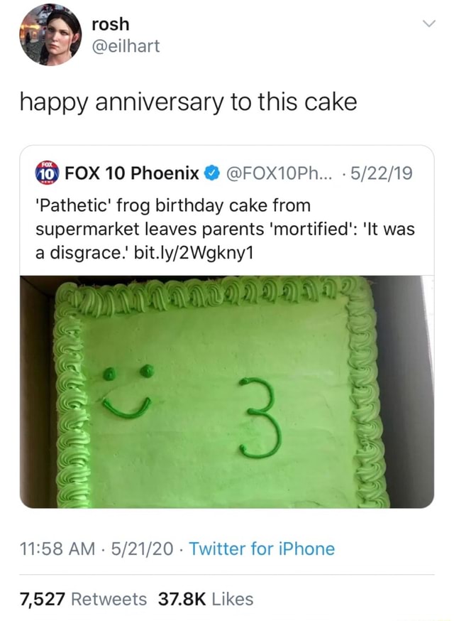 Happy anniversary to this cake 5/22/19 'Pathetic' frog birthday cake ...