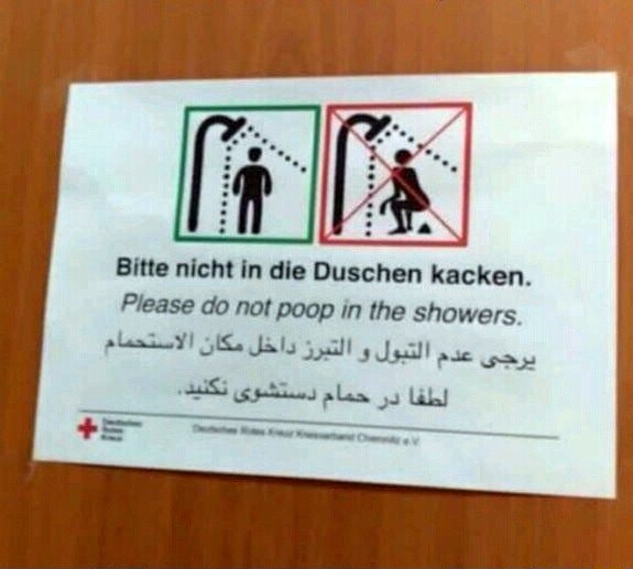 If WAN Bitte nicht in die Duschen kacken. Please do not poop in the
