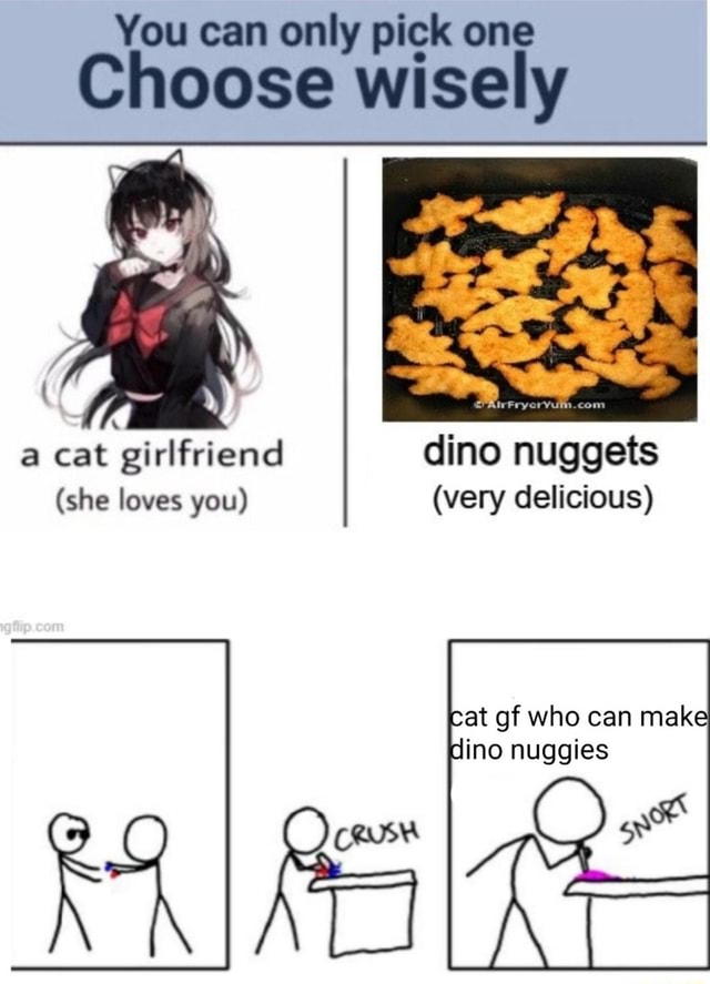 You can only pick one Choose wisely a cat girlfriend dino nuggets (she ...