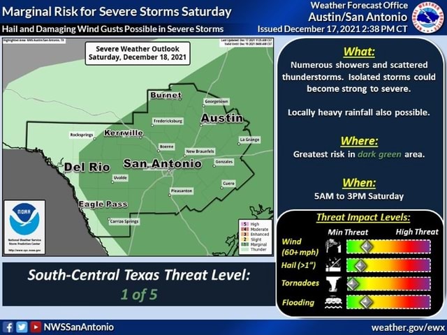Marginal Risk for Severe Storms Saturday Hail and Damaging Wind Gusts ...