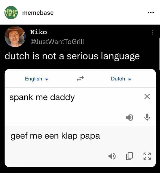 Memelbase dutch is not a serious language English Dutch spank me daddy