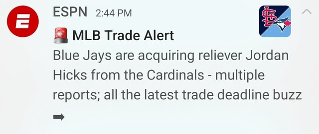 Toronto Blue Jays acquire Cardinals reliever Jordan Hicks - ESPN