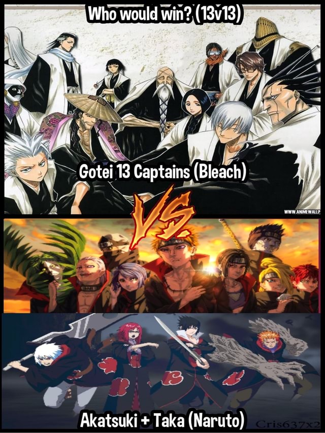 Who would win? (13v13) Gotei 13 Captains (Bleach) Akatsuki + Taka