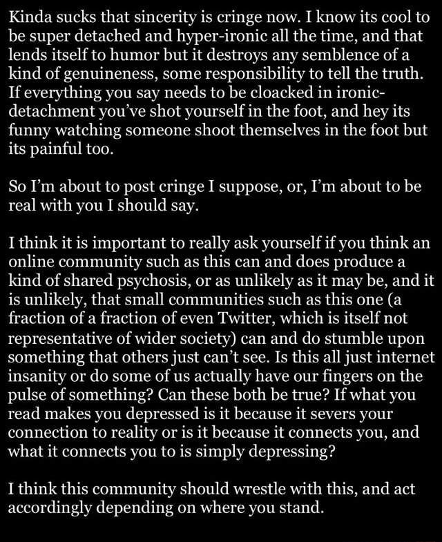 Kinda Sucks That Sincerity Is Cringe Now I Know Its Cool To Be Super 