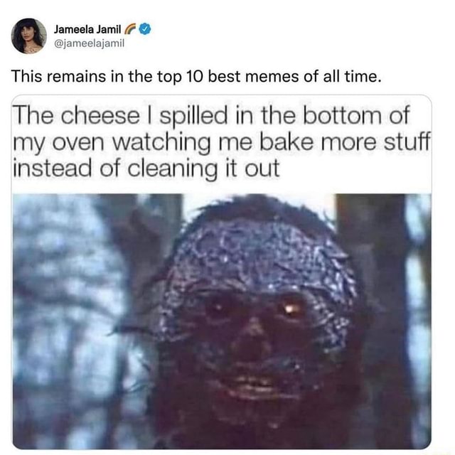 This remains in the top 10 best memes of all time. The cheese I spilled