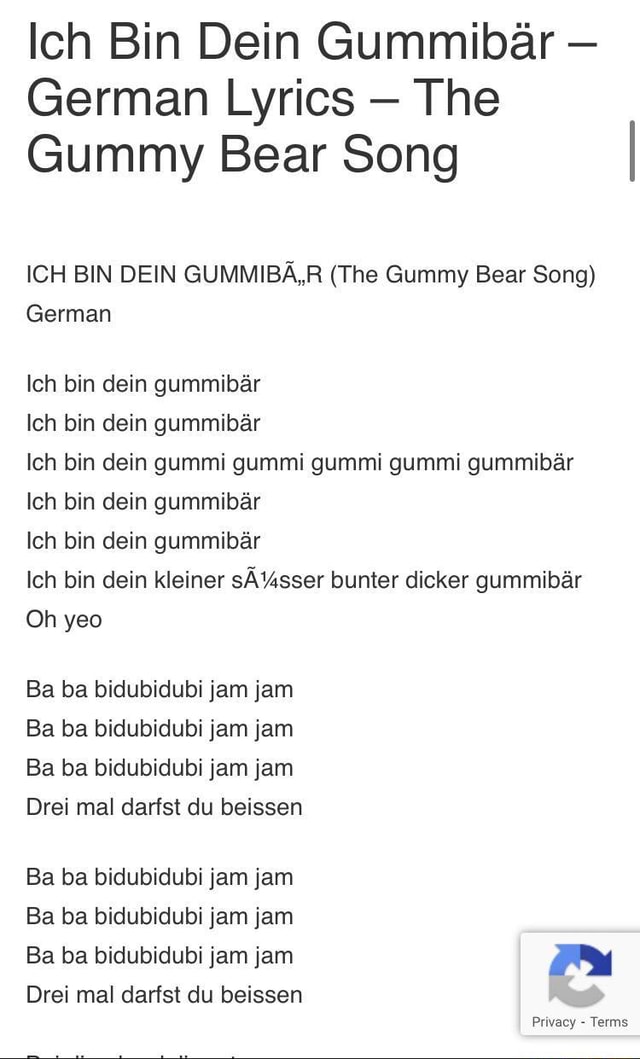 DOC) Gummibär:Mr. Mister Gummibär Lyrics