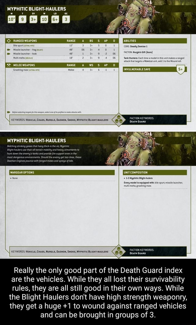 MYPHITIC BLIGHTHAULERS Lo sv RANGED WEAPONS Bile spurt AP ABILITIES