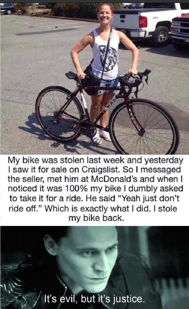 My bike was stolen last week and yesterday I saw it for sale on ...